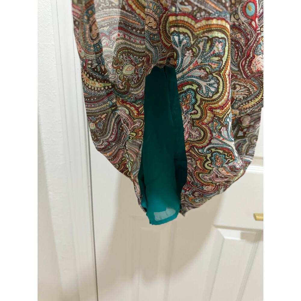 Y2K Lucy Love Multicolored Paisley Print Strappy Mini Shift Dress Women's Medium - Picture 8 of 9